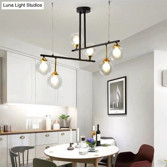 Modern 2-Tier Black Chandelier For Meeting Room Or Office - Stylish Metallic Hanging Light