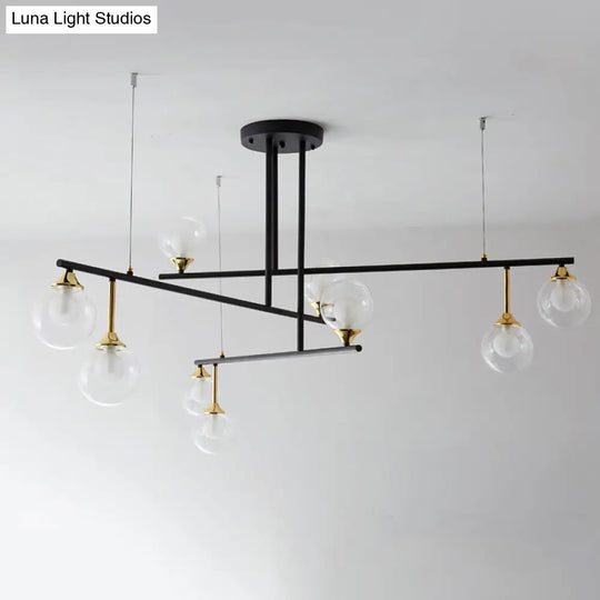 Modern 2-Tier Black Chandelier For Meeting Room Or Office - Stylish Metallic Hanging Light