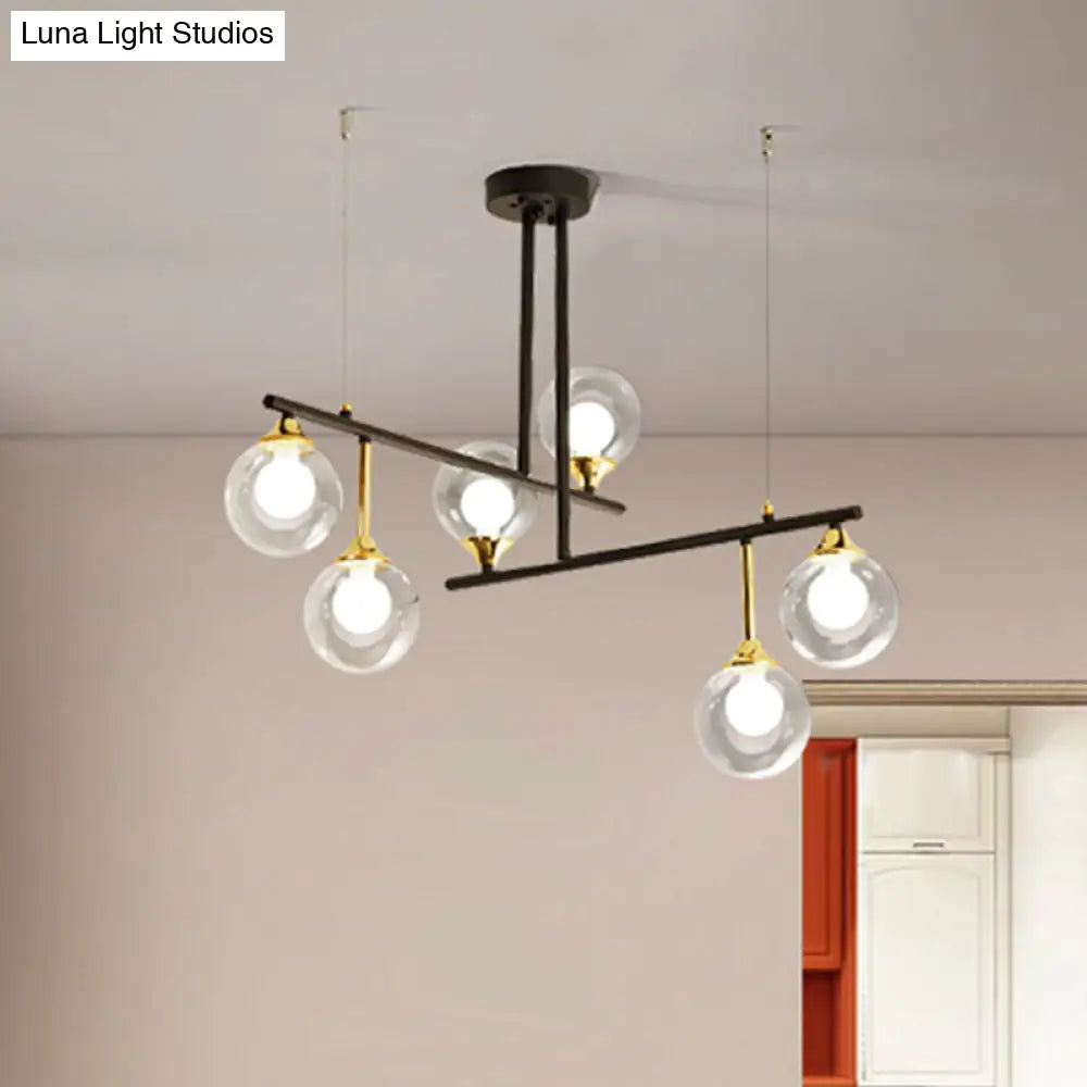 Modern 2-Tier Black Chandelier For Meeting Room Or Office - Stylish Metallic Hanging Light