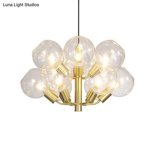 Modern 2-Tier Bubble Chandelier - Clear Glass 12-Bulb Pendant Lighting In Gold