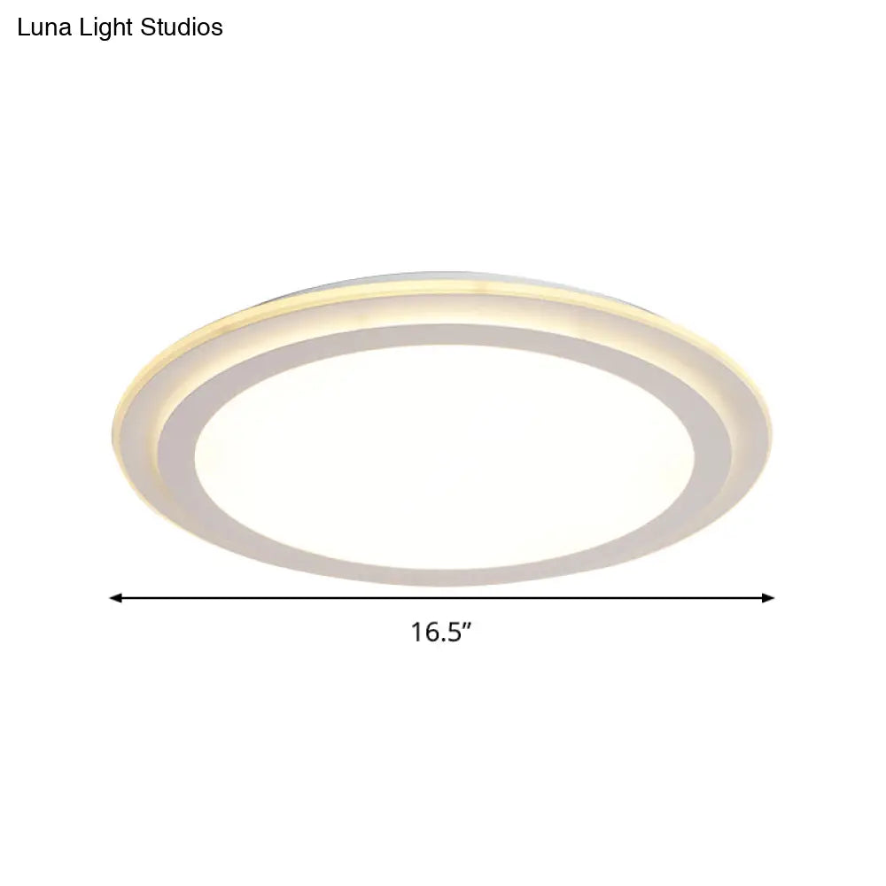 Modern 2 Tier Round Ceiling Flush Mount Light - 12.5’/16.5’/20.5’ Dia Acrylic Led Warm/White