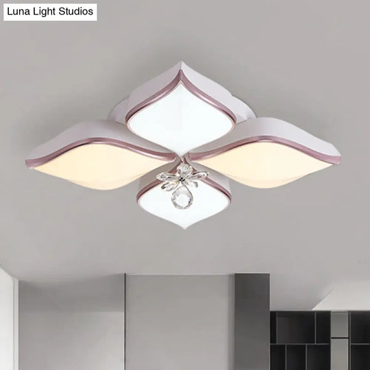 Modern 24.5/25.5 Flush Mount Led Light With Clear Crystal Accent In Warm/White Petal Design White /
