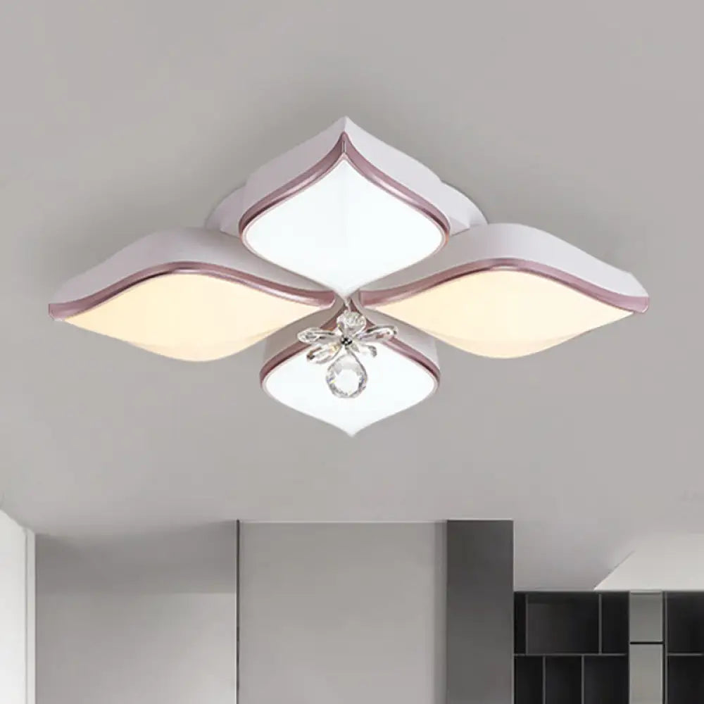 Modern 24.5’/25.5’ Flush Mount Led Light With Clear Crystal Accent In Warm/White Petal Design