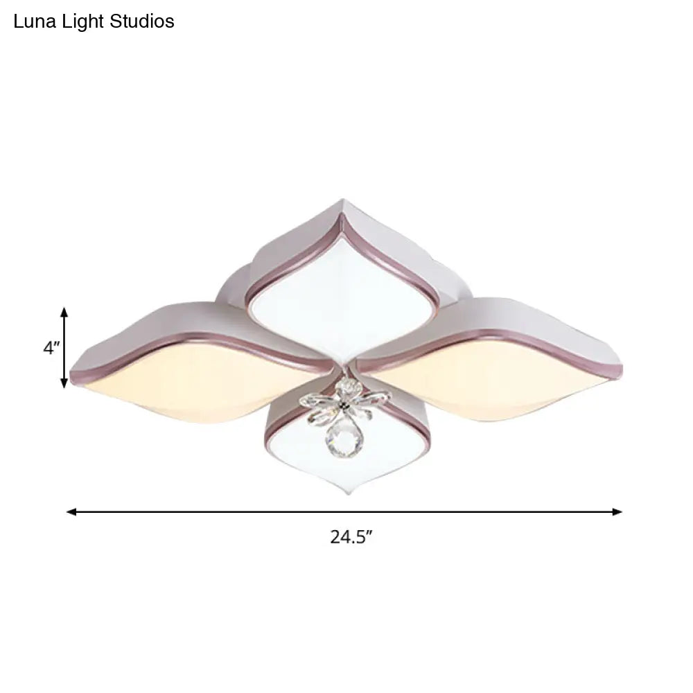 Modern 24.5’/25.5’ Flush Mount Led Light With Clear Crystal Accent In Warm/White Petal Design