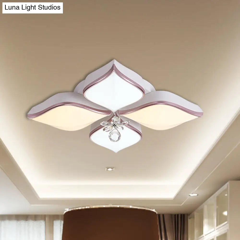 Modern 24.5/25.5 Flush Mount Led Light With Clear Crystal Accent In Warm/White Petal Design