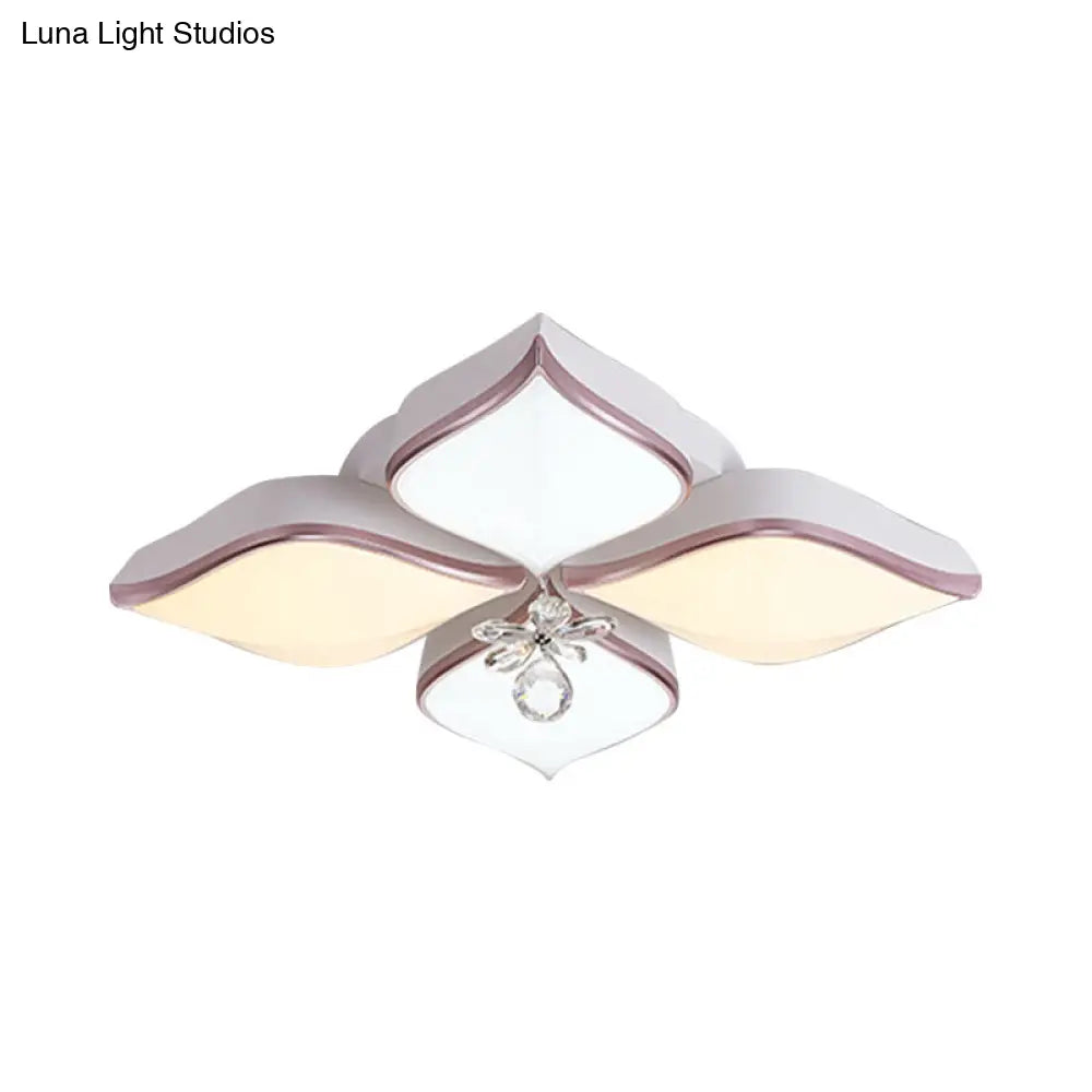 Modern 24.5/25.5 Flush Mount Led Light With Clear Crystal Accent In Warm/White Petal Design