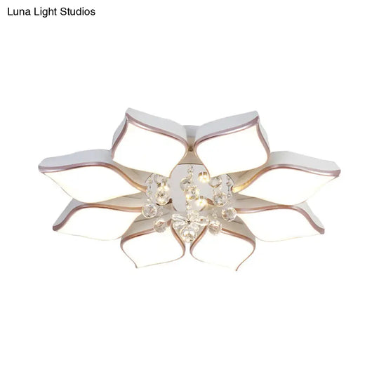 Modern 24.5/25.5 Flush Mount Led Light With Clear Crystal Accent In Warm/White Petal Design