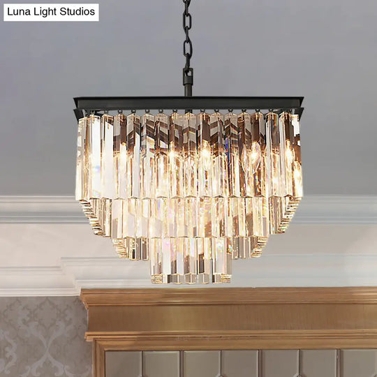 Modern 3/5/7-Tier Living Room Chandelier With Clear Crystal Shade And Led Suspension Pendant Various