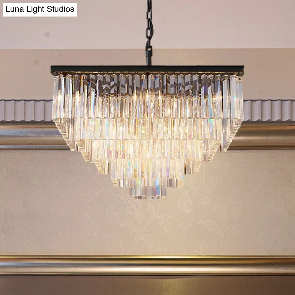 Modern 3/5/7-Tier Living Room Chandelier With Clear Crystal Shade And Led Suspension Pendant Various