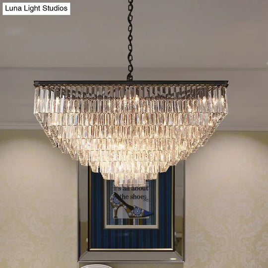 Modern 3/5/7-Tier Living Room Chandelier With Clear Crystal Shade And Led Suspension Pendant Various