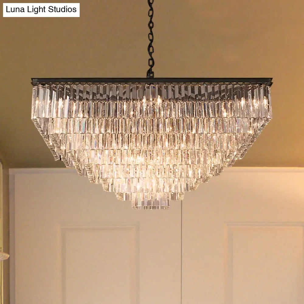 Modern 3/5/7-Tier Living Room Chandelier With Clear Crystal Shade And Led Suspension Pendant Various