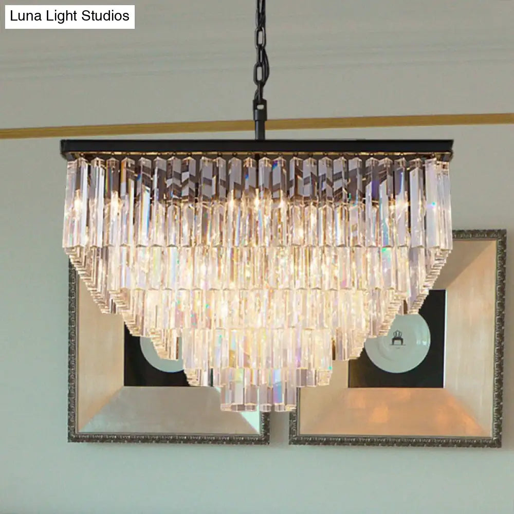 Modern 3/5/7-Tier Living Room Chandelier With Clear Crystal Shade And Led Suspension Pendant Various