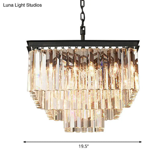 Modern 3/5/7-Tier Living Room Chandelier With Clear Crystal Shade And Led Suspension Pendant Various