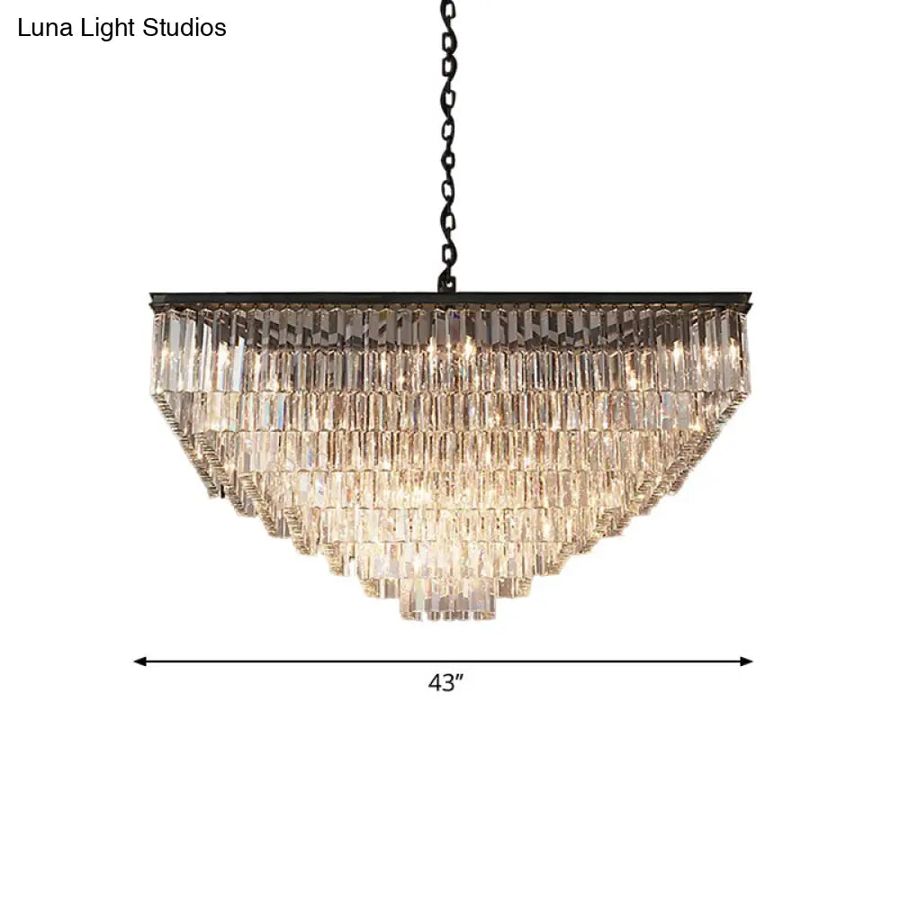 Modern 3/5/7-Tier Living Room Chandelier With Clear Crystal Shade And Led Suspension Pendant Various