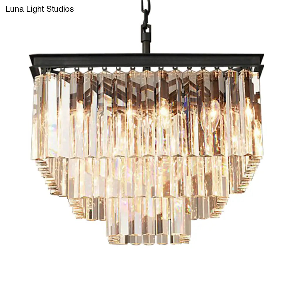 Modern 3/5/7-Tier Living Room Chandelier With Clear Crystal Shade And Led Suspension Pendant Various