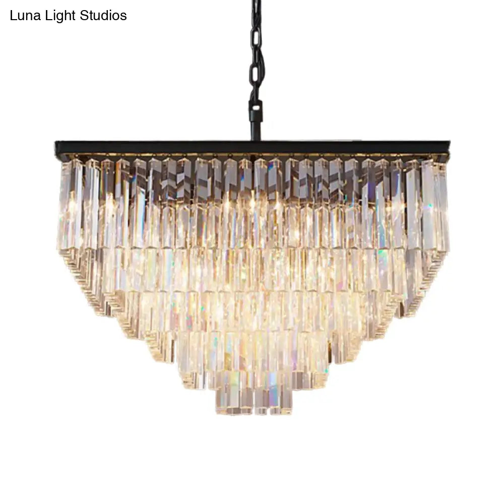 Modern 3/5/7-Tier Living Room Chandelier With Clear Crystal Shade And Led Suspension Pendant Various