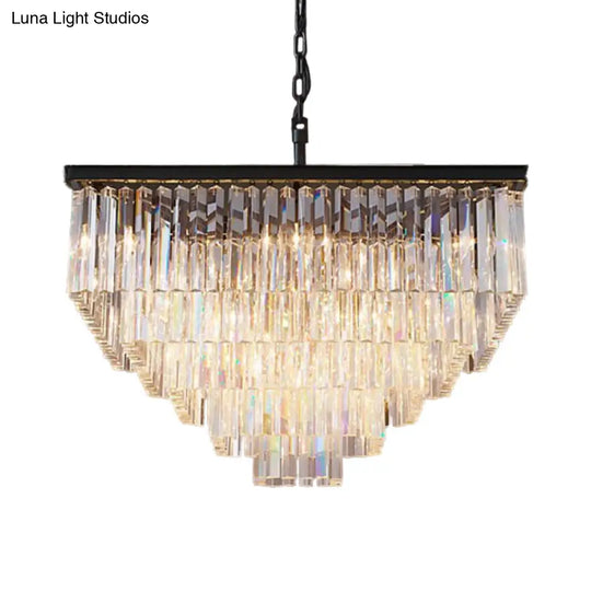 Modern 3/5/7-Tier Living Room Chandelier With Clear Crystal Shade And Led Suspension Pendant Various