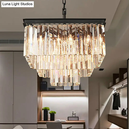 Modern 3/5/7-Tier Living Room Chandelier With Clear Crystal Shade And Led Suspension Pendant Various