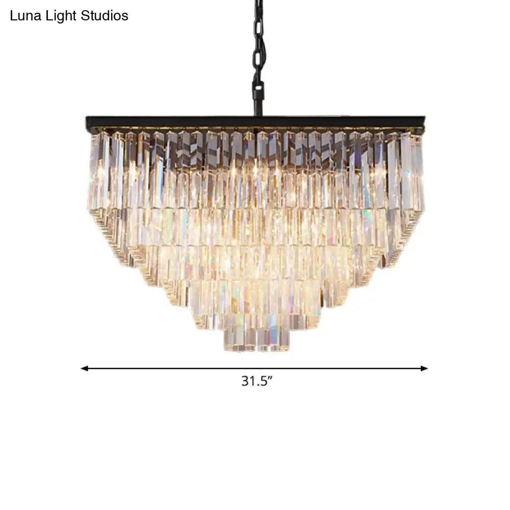 Modern 3/5/7-Tier Living Room Chandelier With Clear Crystal Shade And Led Suspension Pendant Various