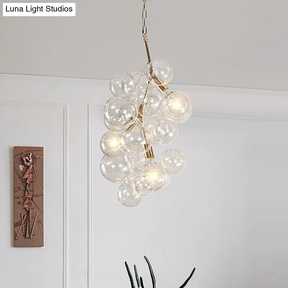 Modern 3/5-Light Gold Pendant Chandelier With Clear Glass Ideal For Living Room