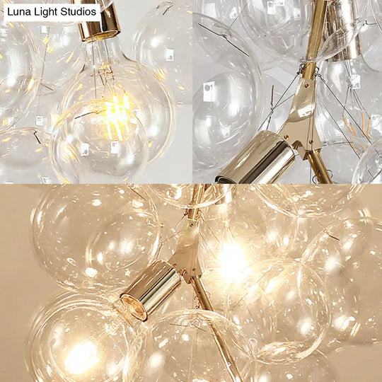 Modern 3/5-Light Gold Pendant Chandelier With Clear Glass Ideal For Living Room