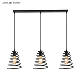 Modern 3-Head Pendant Light In Black - Multi Fixture For Loft Conical Spring Iron Design With