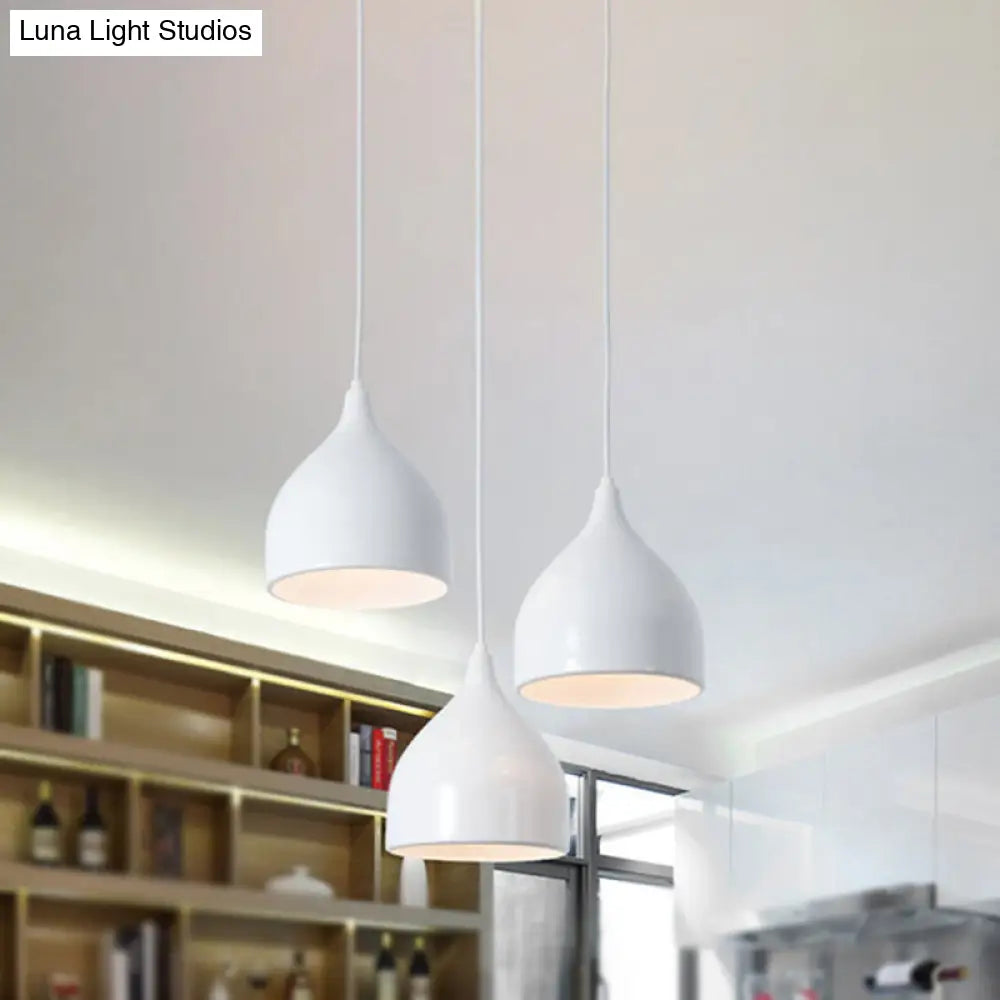 Modern Metal 3-Light Pendant In Black/White With Round/Linear Canopy White / Round