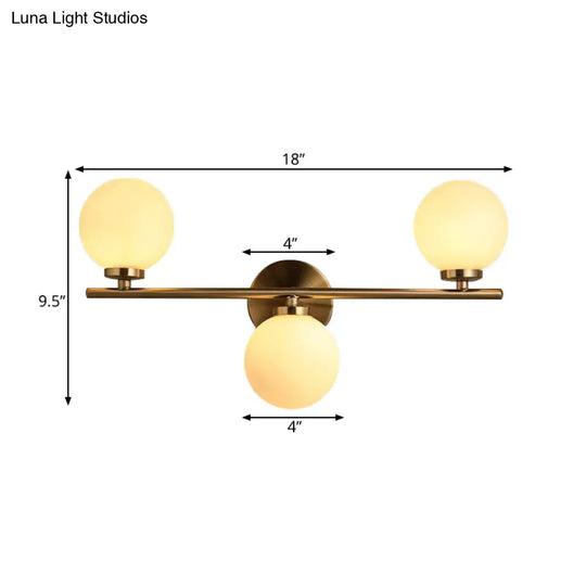 Modern 3-Light Gold Wall Sconce With White Glass And Led Flush Mount