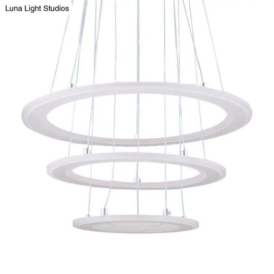 Modern 3-Light Led Acrylic Ring Chandelier For Bedroom Ceiling - Warm/White Light