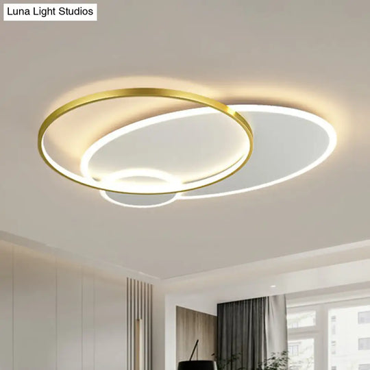 Modern 3-Loop Led Flush Mount Ceiling Light For Living Room Gold / 23.5 White