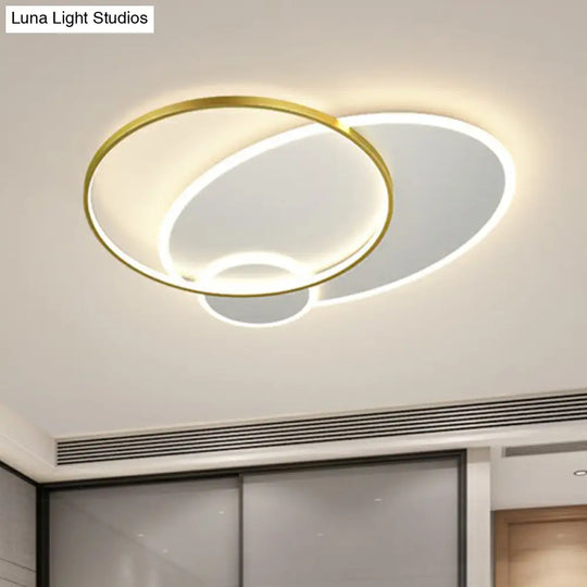 Modern 3-Loop Led Flush Mount Ceiling Light For Living Room Gold / 16 White