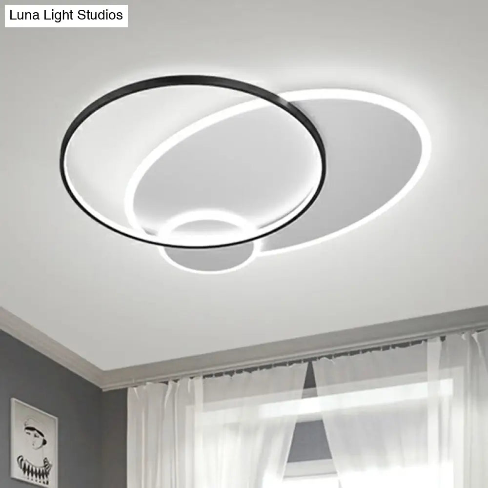 Modern 3-Loop Led Flush Mount Ceiling Light For Living Room Black / 16 White