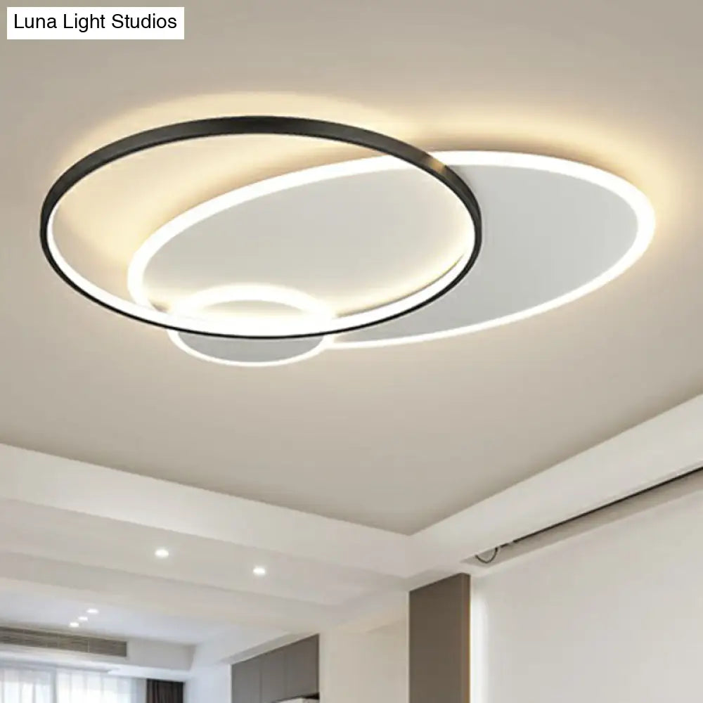 Modern 3-Loop Led Flush Mount Ceiling Light For Living Room Black / 23.5 White