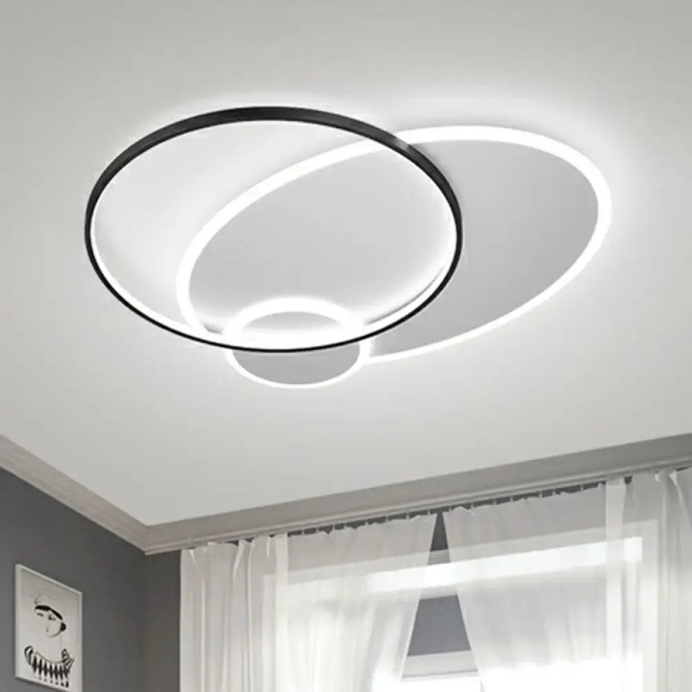 Modern 3 - Loop Led Flush Mount Ceiling Light For Living Room Black / 16’ White