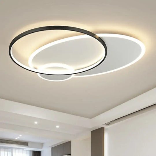 Modern 3 - Loop Led Flush Mount Ceiling Light For Living Room Black / 23.5’ White