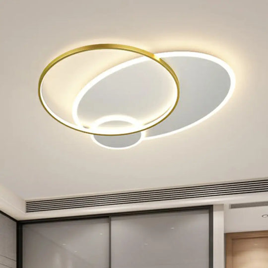 Modern 3 - Loop Led Flush Mount Ceiling Light For Living Room Gold / 16’ White