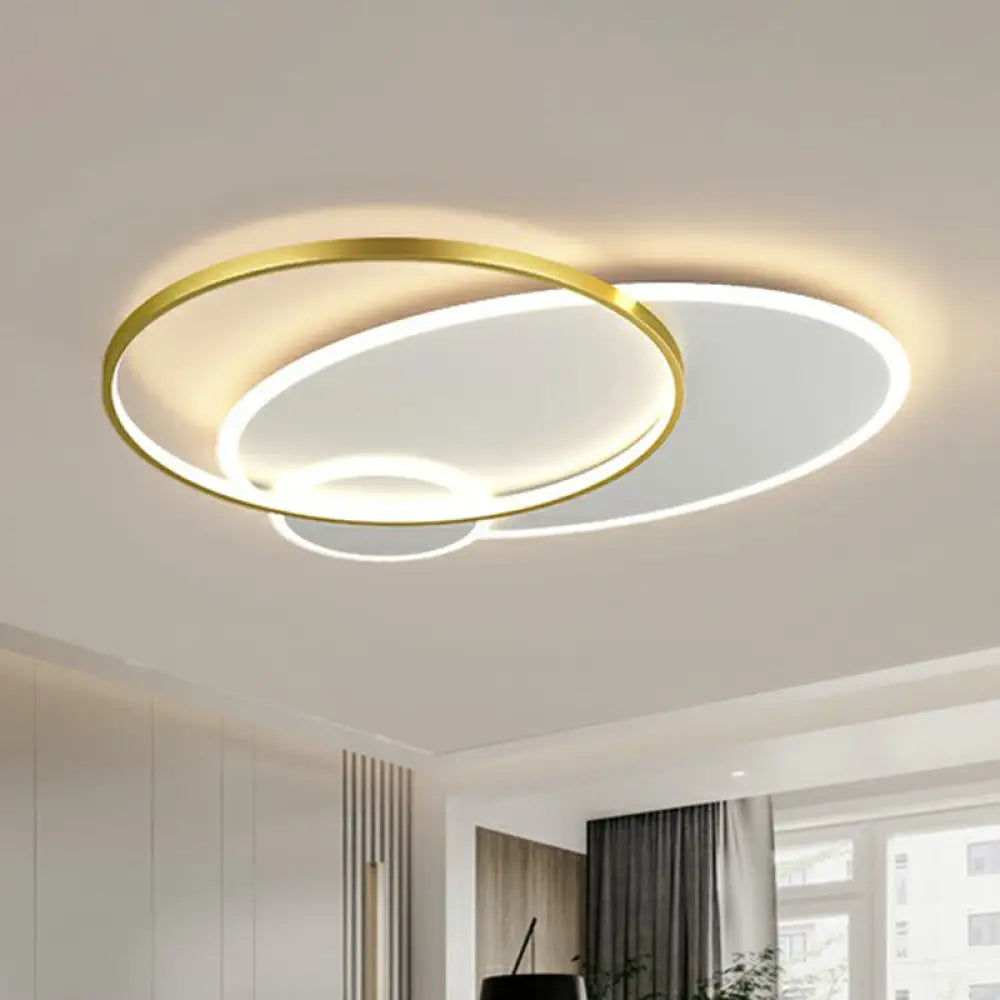 Modern 3 - Loop Led Flush Mount Ceiling Light For Living Room Gold / 23.5’ White