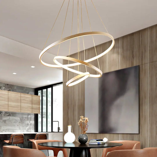 Modern 3-Ring Led Ceiling Chandelier: Acrylic Pendant Light In Black/White/Gold White