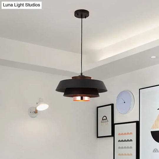 Modern 3-Tier Metal Round Hanging Pendant Led Ceiling Light In Black/White And Rose Gold