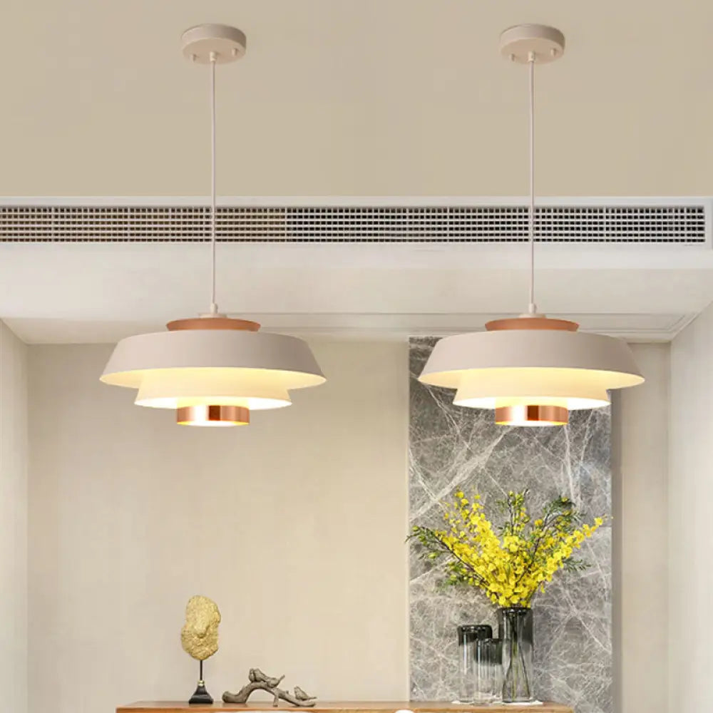 Modern 3-Tier Metal Round Hanging Pendant Led Ceiling Light In Black/White And Rose Gold White