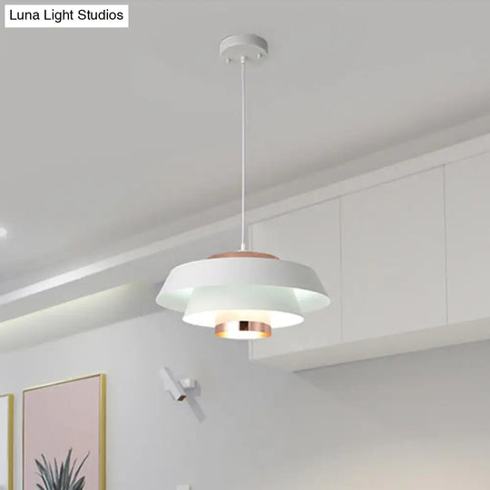 Modern 3-Tier Metal Round Hanging Pendant Led Ceiling Light In Black/White And Rose Gold