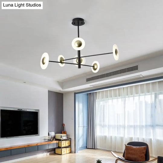 Modern 3-Tiered Black Bedroom Chandelier With 6 Lights - Metal Hanging Pendant Light Fixture