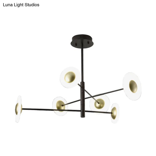 Modern 3-Tiered Black Bedroom Chandelier With 6 Lights - Metal Hanging Pendant Light Fixture