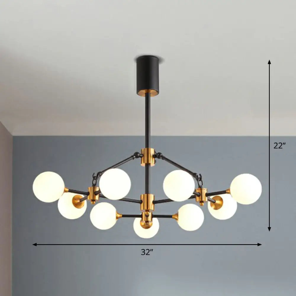 Modern 3D Opal Glass Chandelier With Black And Brass Finish 9 /