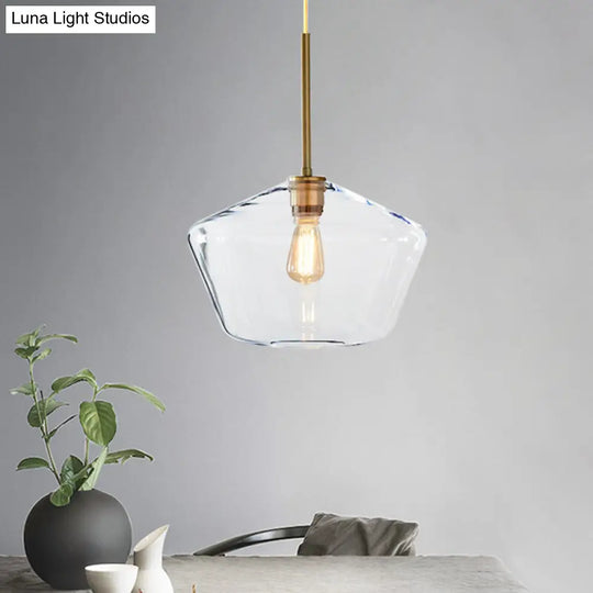 Modern Brass Pendant Light: 4.5/9/12 Wide Glass Shade Hanging Light With Single Lamp Socket - Ideal