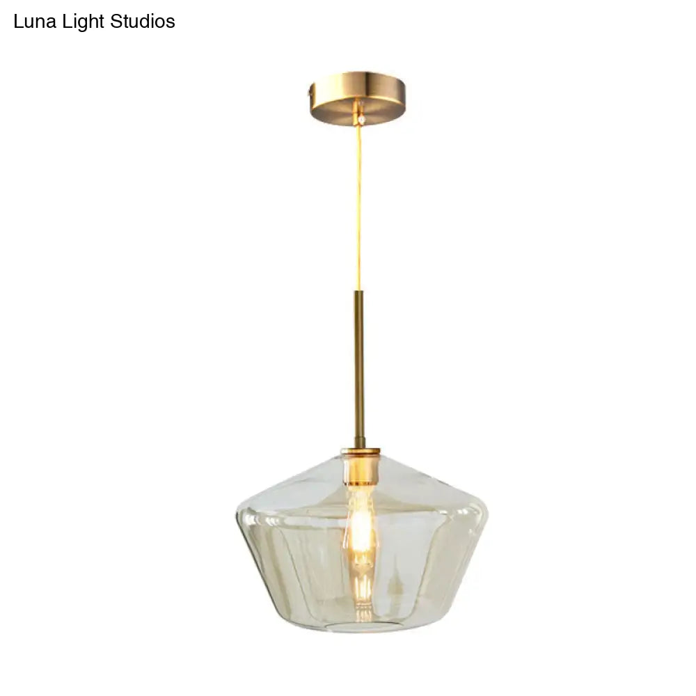 Modern Brass Pendant Light: 4.5/9/12 Wide Glass Shade Hanging Light With Single Lamp Socket - Ideal