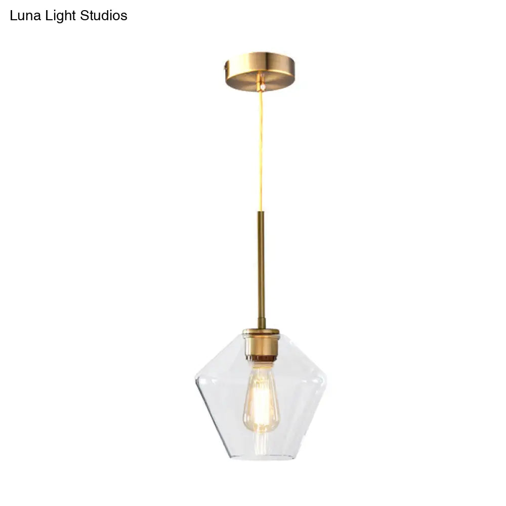 Modern Brass Pendant Light: 4.5/9/12 Wide Glass Shade Hanging Light With Single Lamp Socket - Ideal