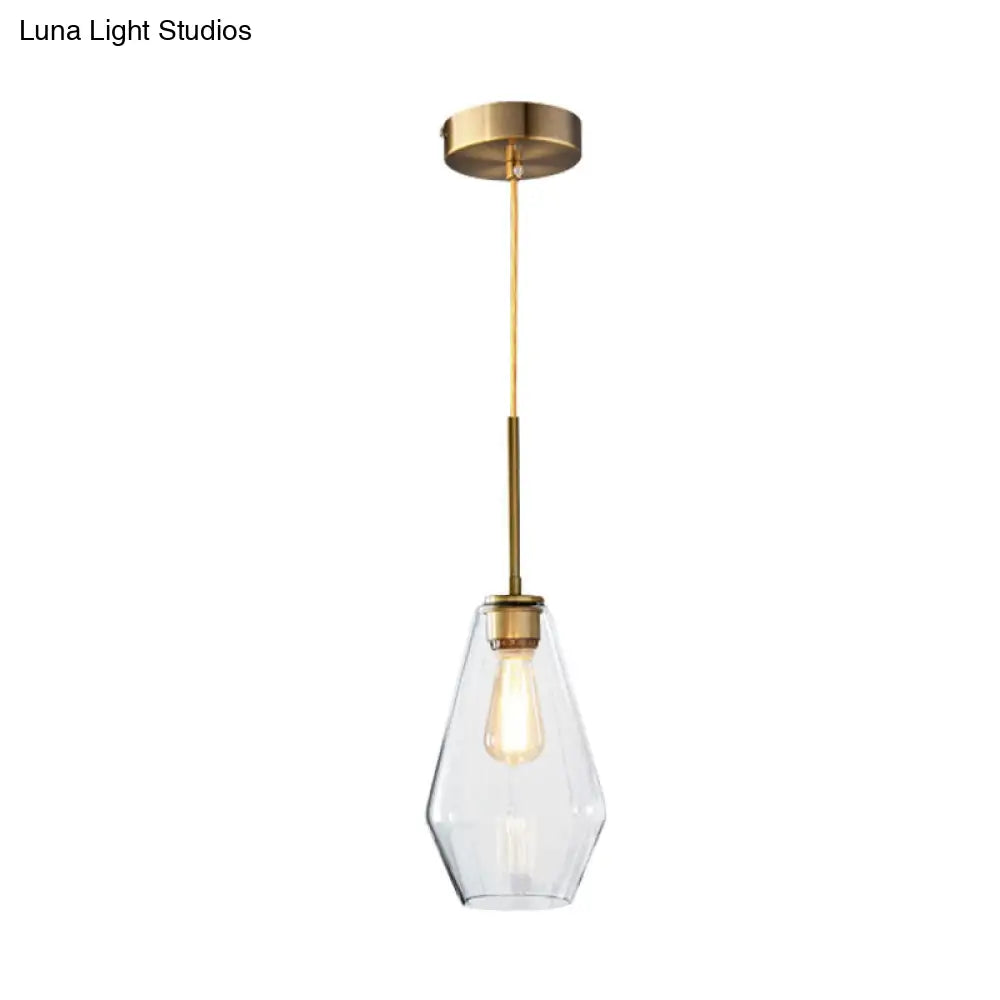 Modern Brass Pendant Light: 4.5/9/12 Wide Glass Shade Hanging Light With Single Lamp Socket - Ideal