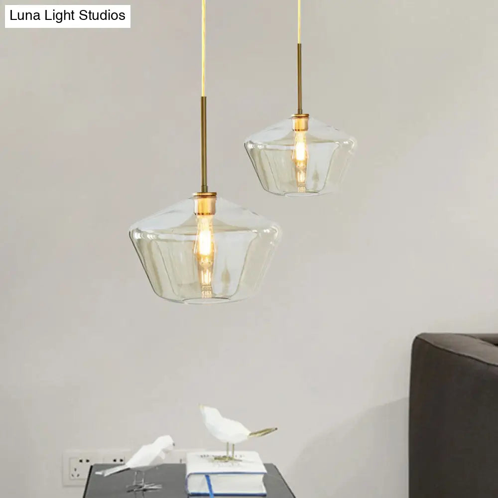 Modern Brass Pendant Light: 4.5/9/12 Wide Glass Shade Hanging Light With Single Lamp Socket - Ideal