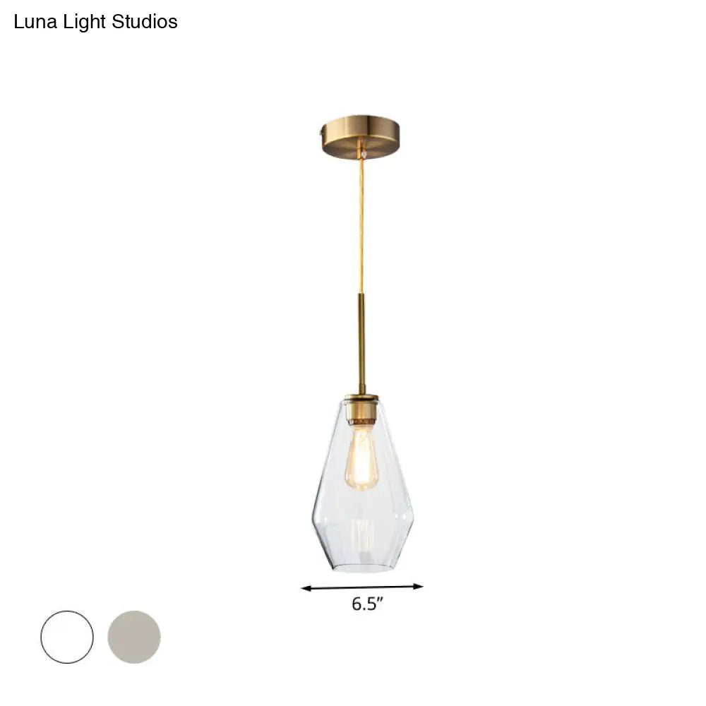 Modern Brass Pendant Light: 4.5/9/12 Wide Glass Shade Hanging Light With Single Lamp Socket - Ideal